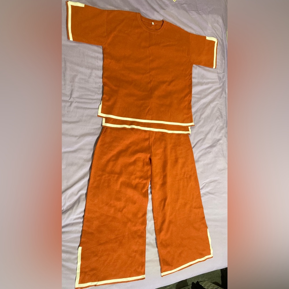 NWOT Orange Lounge Set with white Trim